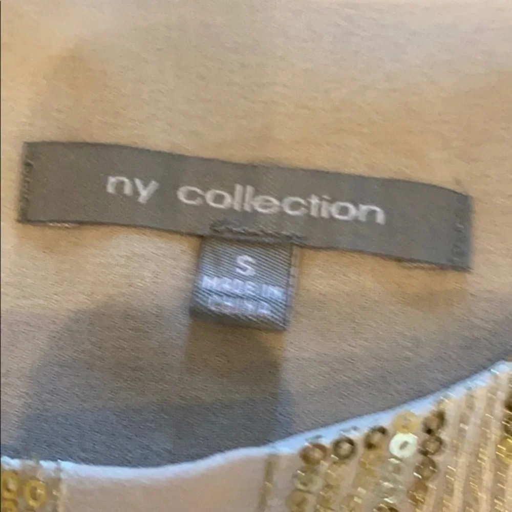 NY Collection Cream/Gold Sequined Tank Size S